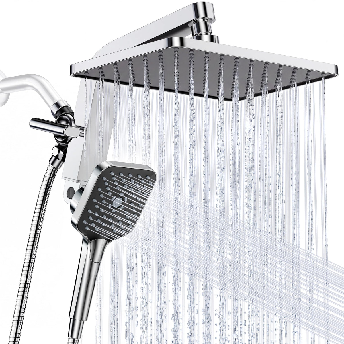 KOSNEW® 12" XXL Rainfall Shower Head with Handheld Combo, Chrome Polished