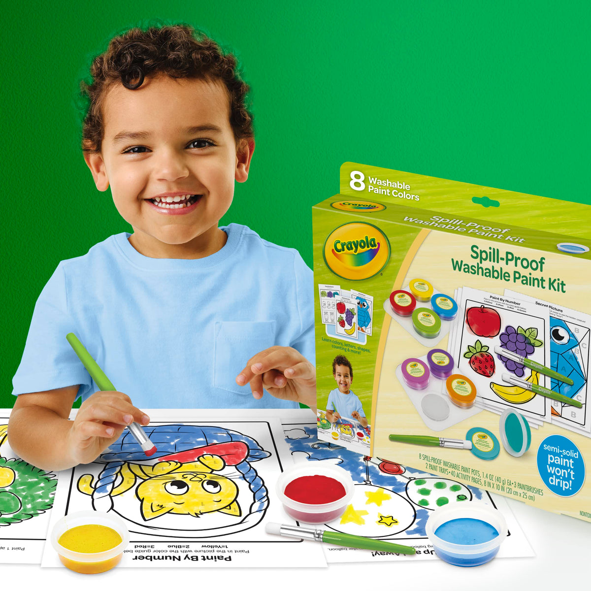 Crayola Spill Proof Paint Set (8ct), Washable Toddler Paint Kit