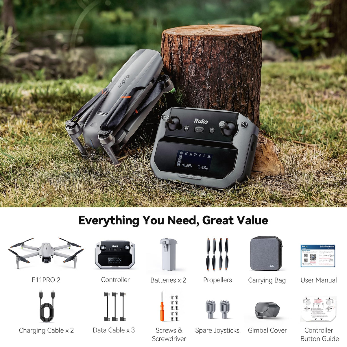 Ruko F11PRO 2 Drone with 6K Camera for Adults, 4K/30fps Video, Ideal Gift
