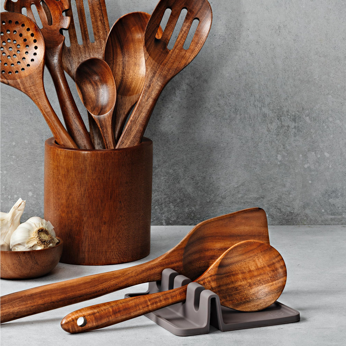 Zulay Kitchen Sillicone Spoon Rest for Stove Top, Kitchen Gadgets, Gray